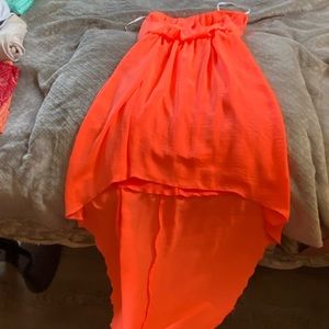flowing orange/pink dress